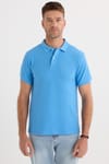 Erkek Slim Fit Dar Kesim Premium Seri %100 Pamuk Yumuşak Dokulu Merserize Mavi Polo Yaka Tişört 