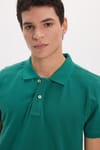 Erkek Slim Fit Dar Kesim Premium Seri %100 Pamuk Yumuşak Dokulu Merserize Yeşil Polo Yaka Tişört 