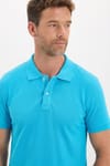 Erkek Slim Fit Dar Kesim Premium Seri %100 Pamuk Yumuşak Dokulu Merserize Mavi Polo Yaka Tişört 