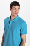 Erkek Slim Fit Dar Kesim Premium Seri %100 Pamuk Yumuşak Dokulu Merserize Mavi Polo Yaka Tişört 