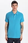 Erkek Slim Fit Dar Kesim Premium Seri %100 Pamuk Yumuşak Dokulu Merserize Mavi Polo Yaka Tişört 