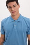 Erkek Slim Fit Dar Kesim Premium Seri %100 Pamuk Yumuşak Dokulu Merserize Mavi Polo Yaka Tişört 