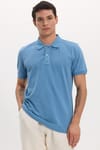 Erkek Slim Fit Dar Kesim Premium Seri %100 Pamuk Yumuşak Dokulu Merserize Mavi Polo Yaka Tişört 