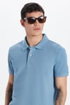 Erkek Slim Fit Dar Kesim Premium Seri %100 Pamuk Yumuşak Dokulu Merserize Mavi Polo Yaka Tişört 