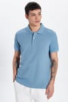 Erkek Slim Fit Dar Kesim Premium Seri %100 Pamuk Yumuşak Dokulu Merserize Mavi Polo Yaka Tişört 