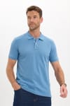 Erkek Slim Fit Dar Kesim Premium Seri %100 Pamuk Yumuşak Dokulu Merserize Mavi Polo Yaka Tişört 