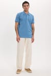 Erkek Slim Fit Dar Kesim Premium Seri %100 Pamuk Yumuşak Dokulu Merserize Mavi Polo Yaka Tişört 
