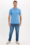 Erkek Slim Fit Dar Kesim Premium Seri %100 Pamuk Yumuşak Dokulu Merserize Mavi Polo Yaka Tişört 