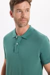 Erkek Slim Fit Dar Kesim Premium Seri %100 Pamuk Yumuşak Dokulu Merserize Yeşil Polo Yaka Tişört 