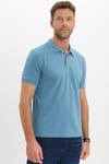 Erkek Slim Fit Dar Kesim Premium Seri %100 Pamuk Yumuşak Dokulu Merserize İndigo Polo Yaka Tişört 