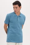 Erkek Slim Fit Dar Kesim Premium Seri %100 Pamuk Yumuşak Dokulu Merserize İndigo Polo Yaka Tişört 