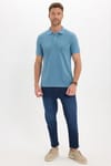 Erkek Slim Fit Dar Kesim Premium Seri %100 Pamuk Yumuşak Dokulu Merserize İndigo Polo Yaka Tişört 