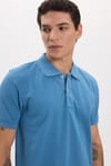 Erkek Slim Fit Dar Kesim Premium Seri %100 Pamuk Yumuşak Dokulu Merserize İndigo Polo Yaka Tişört 