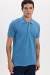 Erkek Slim Fit Dar Kesim Premium Seri %100 Pamuk Yumuşak Dokulu Merserize İndigo Polo Yaka Tişört 