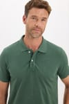 Erkek Slim Fit Dar Kesim Premium Seri %100 Pamuk Yumuşak Dokulu Merserize Yeşil Polo Yaka Tişört 