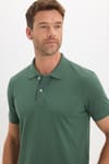 Erkek Slim Fit Dar Kesim Premium Seri %100 Pamuk Yumuşak Dokulu Merserize Yeşil Polo Yaka Tişört 