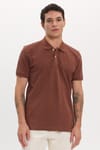Erkek Slim Fit Dar Kesim Premium Seri %100 Pamuk Yumuşak Dokulu Merserize Kahverengi Polo Yaka Tişört 