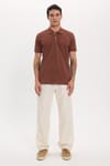 Erkek Slim Fit Dar Kesim Premium Seri %100 Pamuk Yumuşak Dokulu Merserize Kahverengi Polo Yaka Tişört 