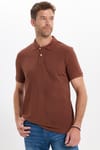 Erkek Slim Fit Dar Kesim Premium Seri %100 Pamuk Yumuşak Dokulu Merserize Kahverengi Polo Yaka Tişört 