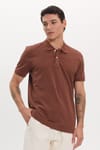 Erkek Slim Fit Dar Kesim Premium Seri %100 Pamuk Yumuşak Dokulu Merserize Kahverengi Polo Yaka Tişört 