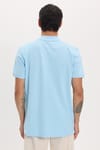 Erkek Slim Fit Dar Kesim Premium Seri %100 Pamuk Yumuşak Dokulu Merserize Mavi Polo Yaka Tişört 