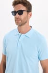 Erkek Slim Fit Dar Kesim Premium Seri %100 Pamuk Yumuşak Dokulu Merserize Mavi Polo Yaka Tişört 