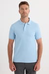 Erkek Slim Fit Dar Kesim Premium Seri %100 Pamuk Yumuşak Dokulu Merserize Mavi Polo Yaka Tişört 
