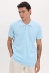 Erkek Slim Fit Dar Kesim Premium Seri %100 Pamuk Yumuşak Dokulu Merserize Mavi Polo Yaka Tişört 