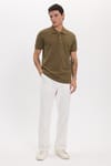 Erkek Slim Fit Dar Kesim Premium Seri %100 Pamuk Yumuşak Dokulu Merserize Haki Polo Yaka Tişört 