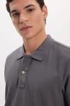 Erkek Slim Fit Dar Kesim Premium Seri %100 Pamuk Yumuşak Dokulu Merserize Gri Polo Yaka Tişört 