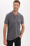 Erkek Slim Fit Dar Kesim Premium Seri %100 Pamuk Yumuşak Dokulu Merserize Gri Polo Yaka Tişört 