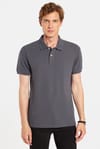 Erkek Slim Fit Dar Kesim Premium Seri %100 Pamuk Yumuşak Dokulu Merserize Gri Polo Yaka Tişört 