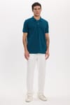 Erkek Slim Fit Dar Kesim Premium Seri %100 Pamuk Yumuşak Dokulu Merserize Petrol Polo Yaka Tişört 