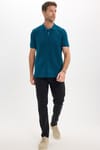 Erkek Slim Fit Dar Kesim Premium Seri %100 Pamuk Yumuşak Dokulu Merserize Petrol Polo Yaka Tişört 