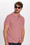 Erkek Slim Fit Dar Kesim Premium Seri %100 Pamuk Yumuşak Dokulu Merserize Pembe Polo Yaka Tişört 