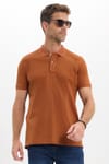 Erkek Slim Fit Dar Kesim Premium Seri %100 Pamuk Yumuşak Dokulu Merserize Kahverengi Polo Yaka Tişört 