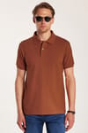 Erkek Slim Fit Dar Kesim Premium Seri %100 Pamuk Yumuşak Dokulu Merserize Kahverengi Polo Yaka Tişört 