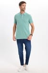 Erkek Slim Fit Dar Kesim Premium Seri %100 Pamuk Yumuşak Dokulu Merserize Yeşil Polo Yaka Tişört 