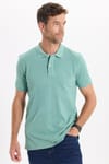 Erkek Slim Fit Dar Kesim Premium Seri %100 Pamuk Yumuşak Dokulu Merserize Yeşil Polo Yaka Tişört 