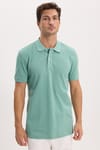 Erkek Slim Fit Dar Kesim Premium Seri %100 Pamuk Yumuşak Dokulu Merserize Yeşil Polo Yaka Tişört 