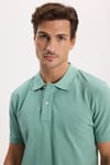 Erkek Slim Fit Dar Kesim Premium Seri %100 Pamuk Yumuşak Dokulu Merserize Yeşil Polo Yaka Tişört 