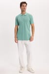 Erkek Slim Fit Dar Kesim Premium Seri %100 Pamuk Yumuşak Dokulu Merserize Yeşil Polo Yaka Tişört 