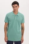 Erkek Slim Fit Dar Kesim Premium Seri %100 Pamuk Yumuşak Dokulu Merserize Yeşil Polo Yaka Tişört 