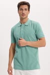 Erkek Slim Fit Dar Kesim Premium Seri %100 Pamuk Yumuşak Dokulu Merserize Yeşil Polo Yaka Tişört 