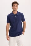 Erkek Slim Fit Dar Kesim Premium Seri %100 Pamuk Yumuşak Dokulu Merserize Lacivert Polo Yaka Tişört 