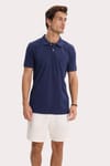 Erkek Slim Fit Dar Kesim Premium Seri %100 Pamuk Yumuşak Dokulu Merserize Lacivert Polo Yaka Tişört 
