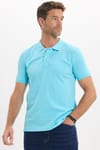 Erkek Slim Fit Dar Kesim Premium Seri %100 Pamuk Yumuşak Dokulu Merserize Mavi Polo Yaka Tişört 