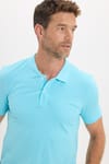 Erkek Slim Fit Dar Kesim Premium Seri %100 Pamuk Yumuşak Dokulu Merserize Mavi Polo Yaka Tişört 