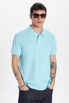 Erkek Slim Fit Dar Kesim Premium Seri %100 Pamuk Yumuşak Dokulu Merserize Mavi Polo Yaka Tişört 