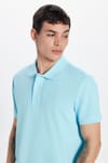 Erkek Slim Fit Dar Kesim Premium Seri %100 Pamuk Yumuşak Dokulu Merserize Mavi Polo Yaka Tişört 